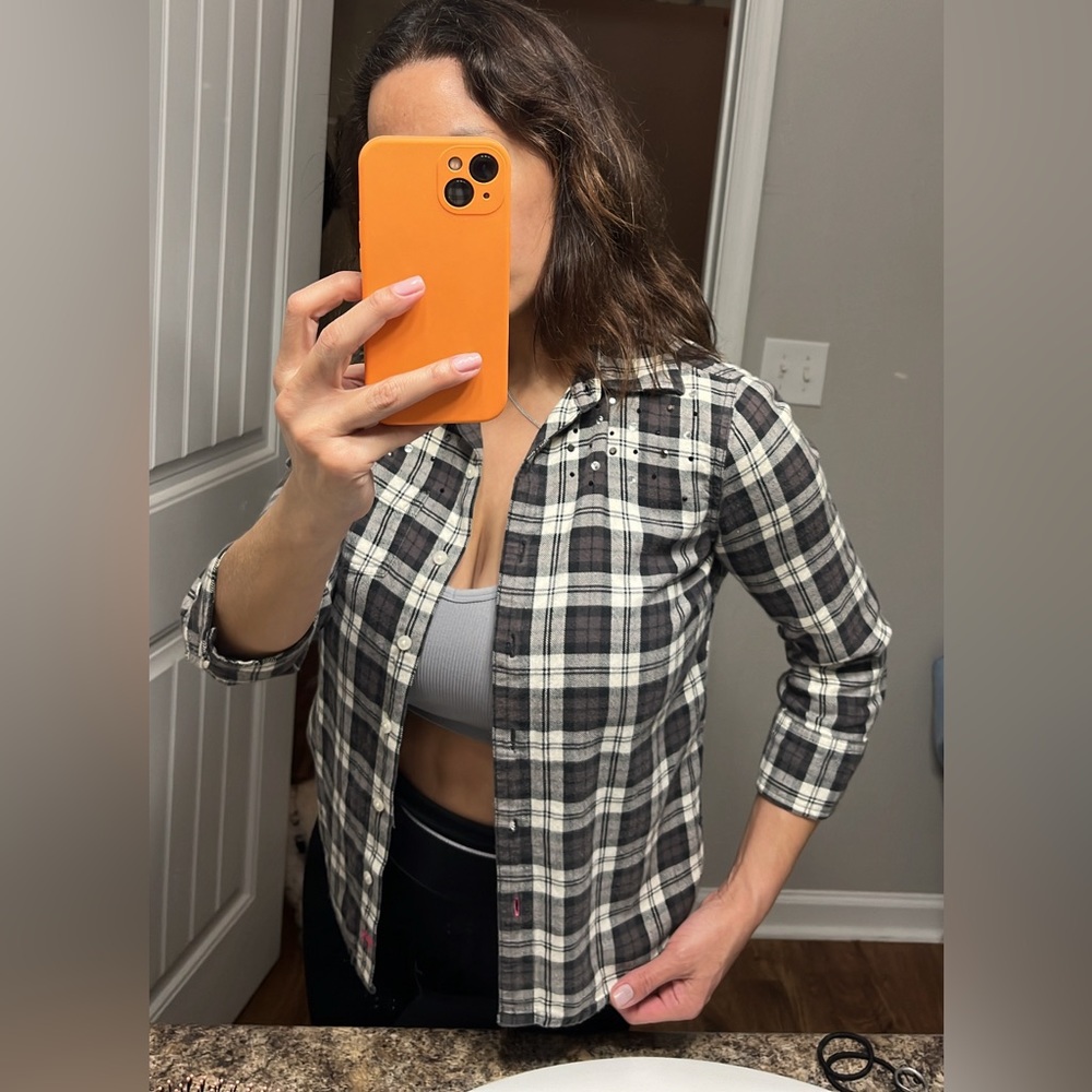 VINTAGE Victoria Secret quarter length button shirt.